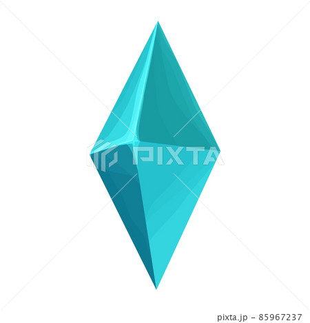 Magic crystal, rhombus gemstone, treasure in cartoon style isolated on white background. Natural rock, mineral. Ui game asset, icon. 85967237
