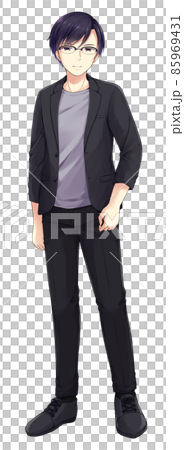 アニメ風の男性キャラクター 全身イラストのイラスト素材 [85969431