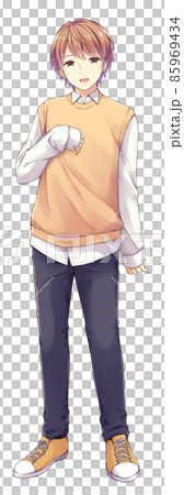 アニメ風の男性キャラクター 全身イラストのイラスト素材 [85969434