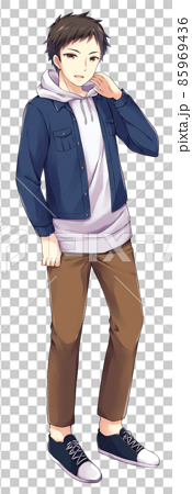 Anime-style male character full-body illustration - Stock Illustration  [85969436] - PIXTA