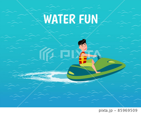 Water Fun Transport and Male on Jet Ski Vector 85969509