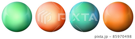 Set with glass colorful balls. Glossy realistic ball, 3D abstract vector illustration highlighted on a white background. Big metal bubble with shadow 85970498