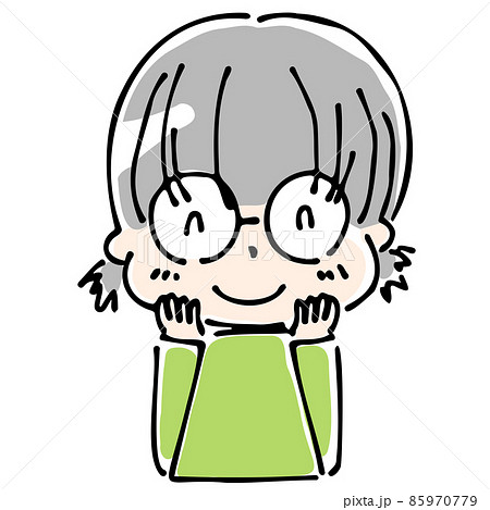 微笑むメガネっ子の上半身 微笑むメガネっ子の上半身 85970779