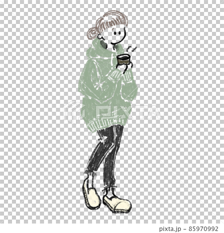 Fall / winter fashion female hand-drawn illustration skinny 85970992