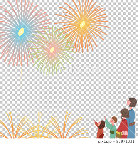 花火をみる家族のイラスト 花火をみる家族のイラスト 85971331