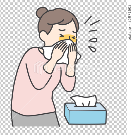 鼻をかむ女性 85971602
