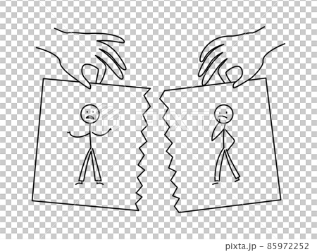 シンプルな棒人間のイラスト　出会い　別れさせる 85972252