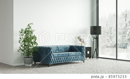 Beautiful interior of a modern room. Bright and clean design. 3D rendering 85973233