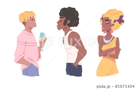 Man and Woman with Arrogant Face Expression Proud Looking Vector Set Man and Woman with Arrogant Face Expression Proud Looking Vector Set 85973304