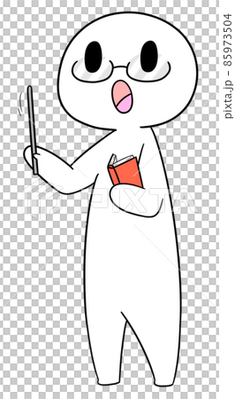 Teacher giving lessons with teaching materials and pointers [No background] 85973504
