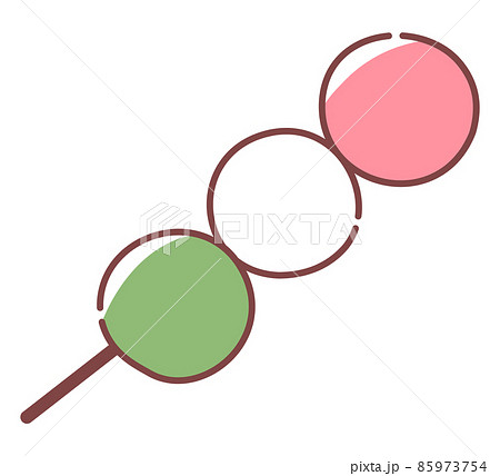 春 手描き 団子 和菓子 イラスト 挿絵 かわいい おやつ お団子 花見 三色 スイーツ 甘い 菓子のイラスト素材