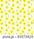 タンポポと綿毛の模様　花柄シームレスパターン　手描き水彩イラストのテキスタイル 85973829
