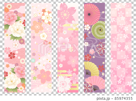 春の桜のピンク色の和柄のベクターイラスト(帯,雛祭り,入学,花見,4月,3月,フレーム) 春の桜のピンク色の和柄のベクターイラスト(帯,雛祭り,入学,花見,4月,3月,フレーム) 85974355