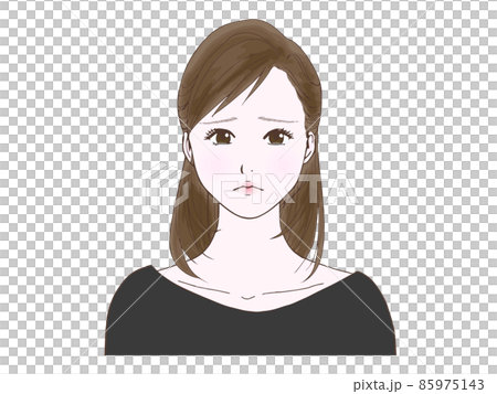 泣き顔のセミロングの女性② 85975143