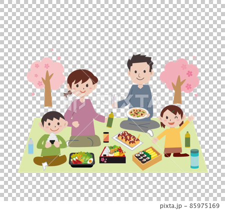 お花見をする家族 お花見をする家族 85975169