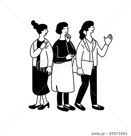 三人のシンプルな女性のイラストのイラスト素材