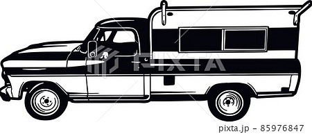Classic Truck, Muscle car, Classic car, Stencil, Silhouette, Vector Clip Art - Truck 4x4 Off Road - Offroad car for tshirt and emblem 85976847