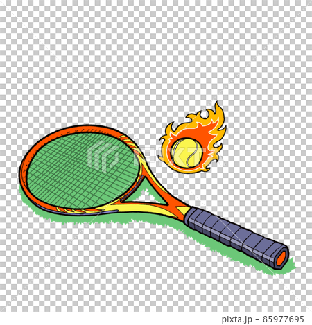 Tennis racket and flame ball - Stock Illustration [85977695] - PIXTA