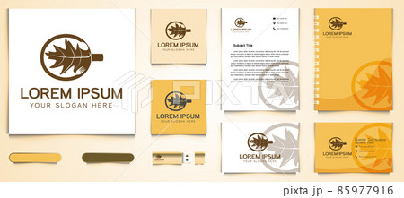 Mug, Leaf, Spoon and fork Logo and business card branding template Designs Inspiration, Vector Illustration 85977916