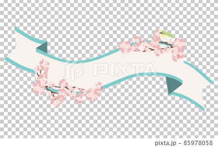 桜リボンフレーム 85978058