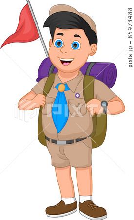 cute boy scout cartoon on white background cute boy scout cartoon on white background 85978488