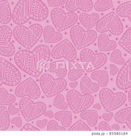 Seamless Pattern with Doodle hearts, Doodle heart, Valentine day 85980184