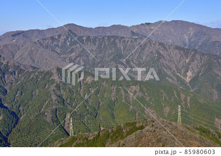 丹沢の大山北尾根より望む丹沢山地 85980603
