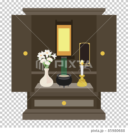Buddhist altar illustration 85980688