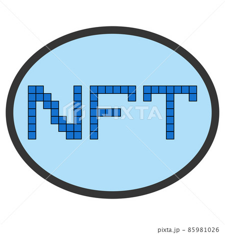 NFT sign icon non fungible token, NFT oval icon on blue background 85981026