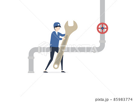配管工（ガス・水道・空調）の男性のイラスト素材 85983774