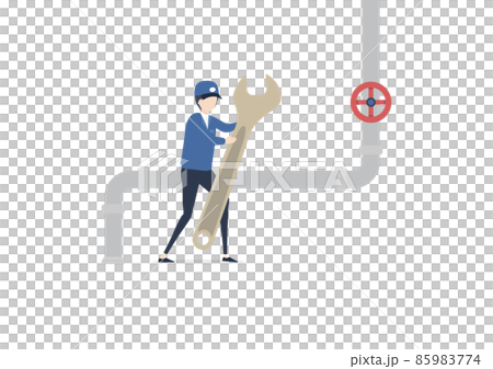 配管工（ガス・水道・空調）の男性のイラスト素材 85983774