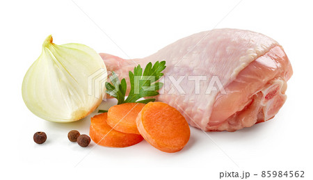 fresh raw chicken leg and vegetables fresh raw chicken leg and vegetables 85984562