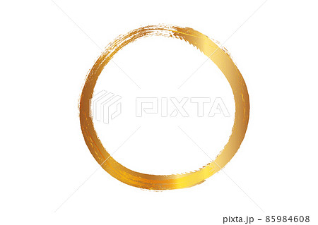 ゴールドの手書き丸フレーム 透過のイラスト素材