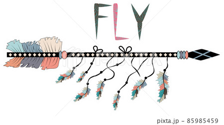 Motivational poster in the Boho style fly. Arrow and Lettering. 85985459