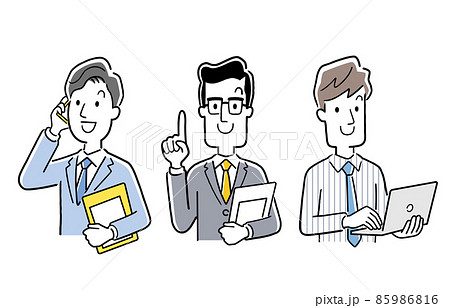 ベクターイラスト素材:スーツを着て働く男性ビジネスマン ベクターイラスト素材:スーツを着て働く男性ビジネスマン 85986816