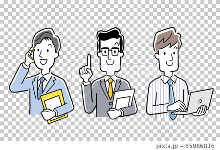 ベクターイラスト素材:スーツを着て働く男性ビジネスマン ベクターイラスト素材:スーツを着て働く男性ビジネスマン 85986816