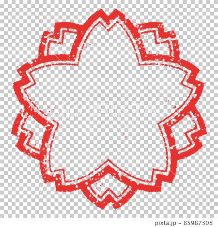 復古櫻花郵票風格插圖_沒有字母 復古櫻花郵票風格插圖_沒有字母 85987308