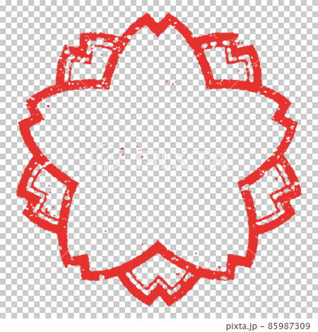 復古櫻花郵票風格插圖_沒有字母 85987309