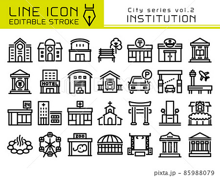 ラインアイコン　シティシリーズvol.2　公共施設・会場などの建物 85988079