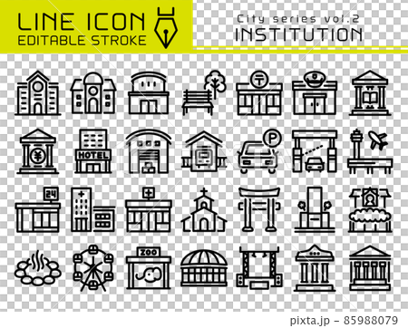 ラインアイコン　シティシリーズvol.2　公共施設・会場などの建物 85988079