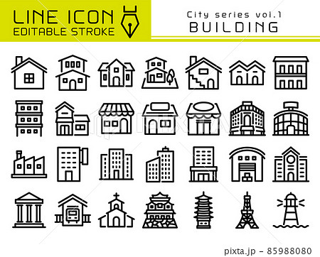 ラインアイコン シティシリーズvol.1 いろんな建物 ラインアイコン シティシリーズvol.1 いろんな建物 85988080