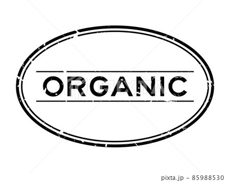 Grunge black organic word oval rubber seal stamp on white background 85988530