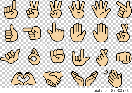 Simple hand sign mark set illustration Simple hand sign mark set illustration 85988588