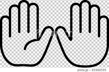 シンプルな手の裏と表のマークイラスト(線のみ) 85988595