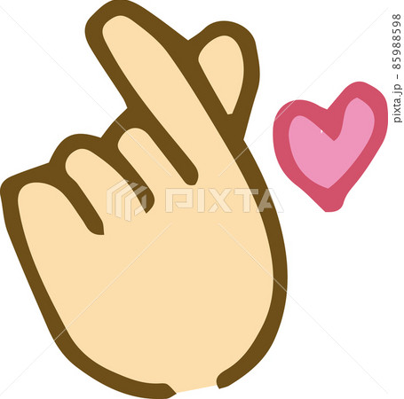 ラフな手描きの手で作るシンプルな指ハートのマークイラスト 85988598