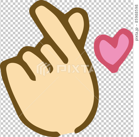 ラフな手描きの手で作るシンプルな指ハートのマークイラスト 85988598