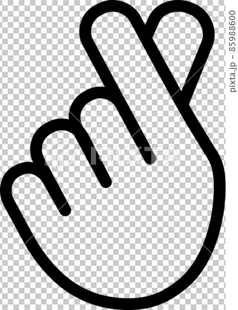 手で作るシンプルな指ハートのマークイラスト 線画 のイラスト素材