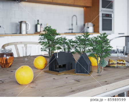 Small cozy houses in the room. 85989599