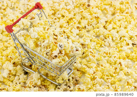 shopping cart with popcorn shopping cart with popcorn 85989640