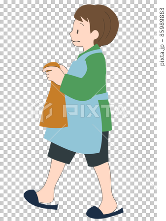 イラスト素材:エプロンをして笑顔でタオルを運ぶお手伝いをする男の子 イラスト素材:エプロンをして笑顔でタオルを運ぶお手伝いをする男の子 85989883
